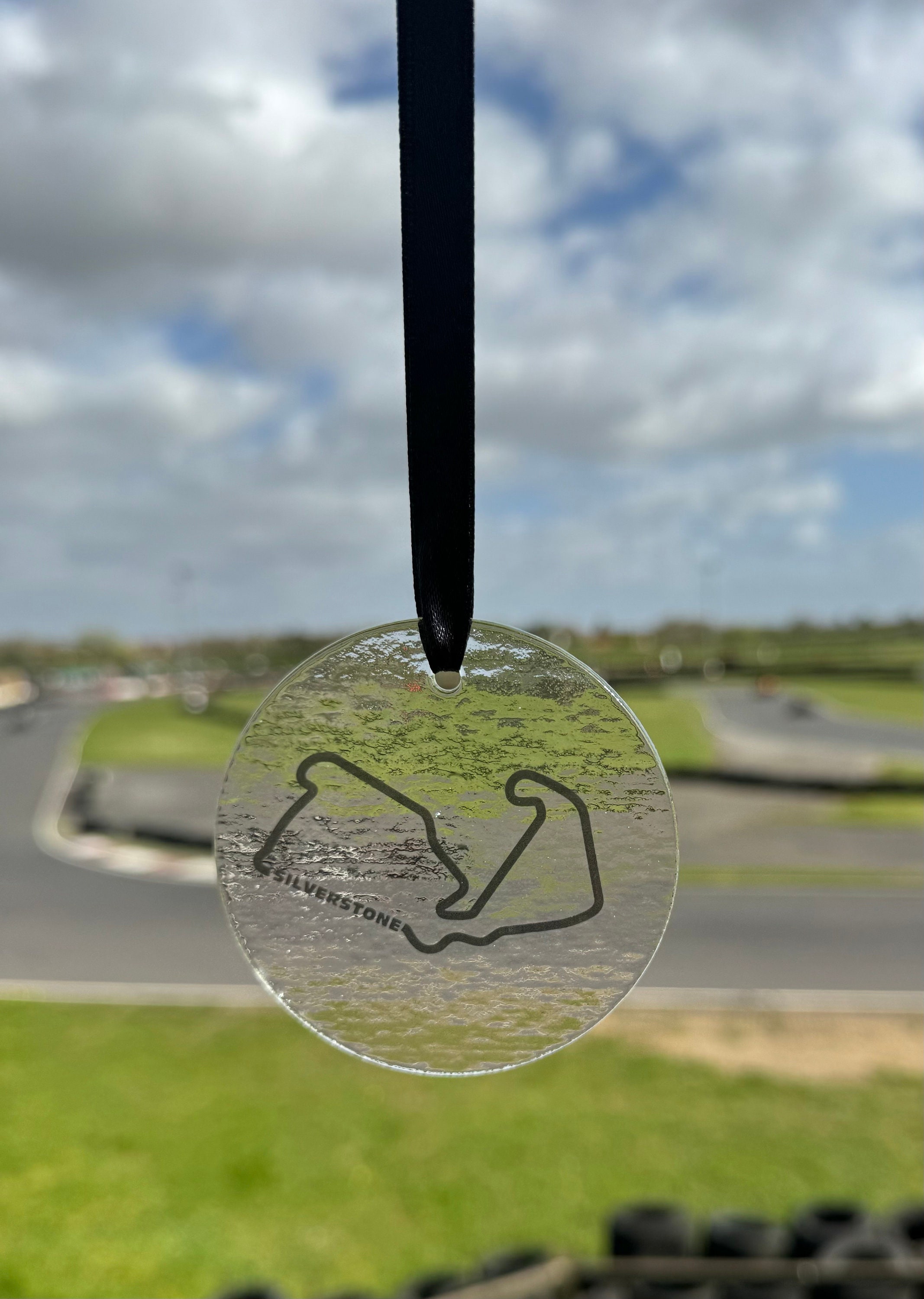 Silverstone Track Suncatcher Fused Glass Wall Hanger UK