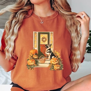 Halloween German Shepherd Shirt, German Shepherd Gifts, Vintage Style Fall Dog Shirt, Retro Dog Mom T-Shirt, Dog Lover Gift, Autumn GSD Tee