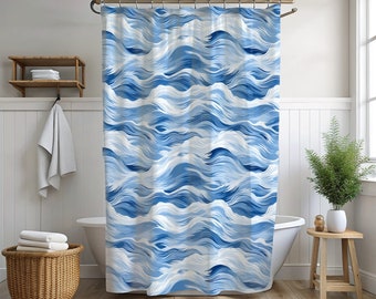 Ocean Shower Curtain, Blue Shower Curtain, Beach House Decor, Beachy Decor, Nautical Decor, Coastal Decor, Summer Bath Decor, Bathroom Decor