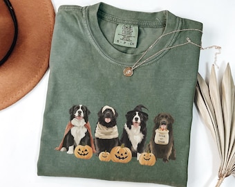 Newfoundland Comfort Colors® Shirt, Cute Halloween Crewneck, Fall Dog Mom T-Shirt, Autumn Gifts For Her, Trick-or-Treat Gift For Dog Lover