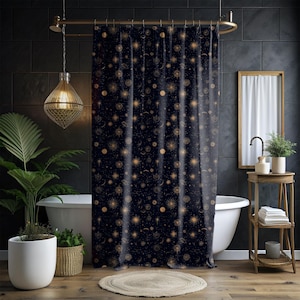 Celestial Shower Curtain, Moody Shower Curtain, Dark Academia Decor, Astronomy Decor, Whimsigoth Decor, Gothic Bathroom Decor, Witchy Decor