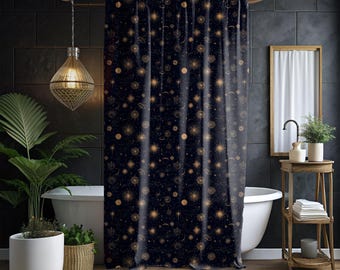 Celestial Shower Curtain, Moody Shower Curtain, Dark Academia Decor, Astronomy Decor, Whimsigoth Decor, Gothic Bathroom Decor, Witchy Decor