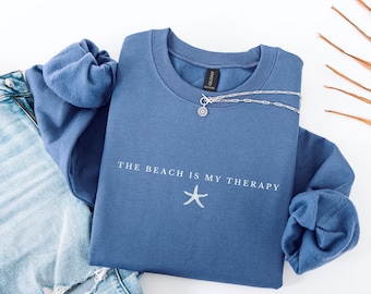 The Beach Is My Therapy Sweatshirt, Summer Starfish Sweater, Ocean Lover Gift