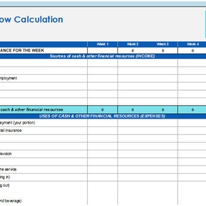 Personal Cash Flow Budget Worksheet - Etsy