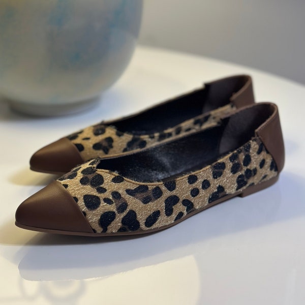 Leopard Pointed Toe Shoes for Women, Leopard Pointed Toe Loafers, Animal Print Moccasins, Leopard Moccasins Special Occasions, Gifts for Mom