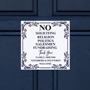 No Soliciting Sign: Decorative Door Sticker