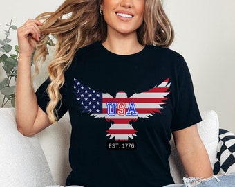 Shirt Amerikaanse adelaar Amerikaanse vlag - 4 juli patriottisch T-shirt