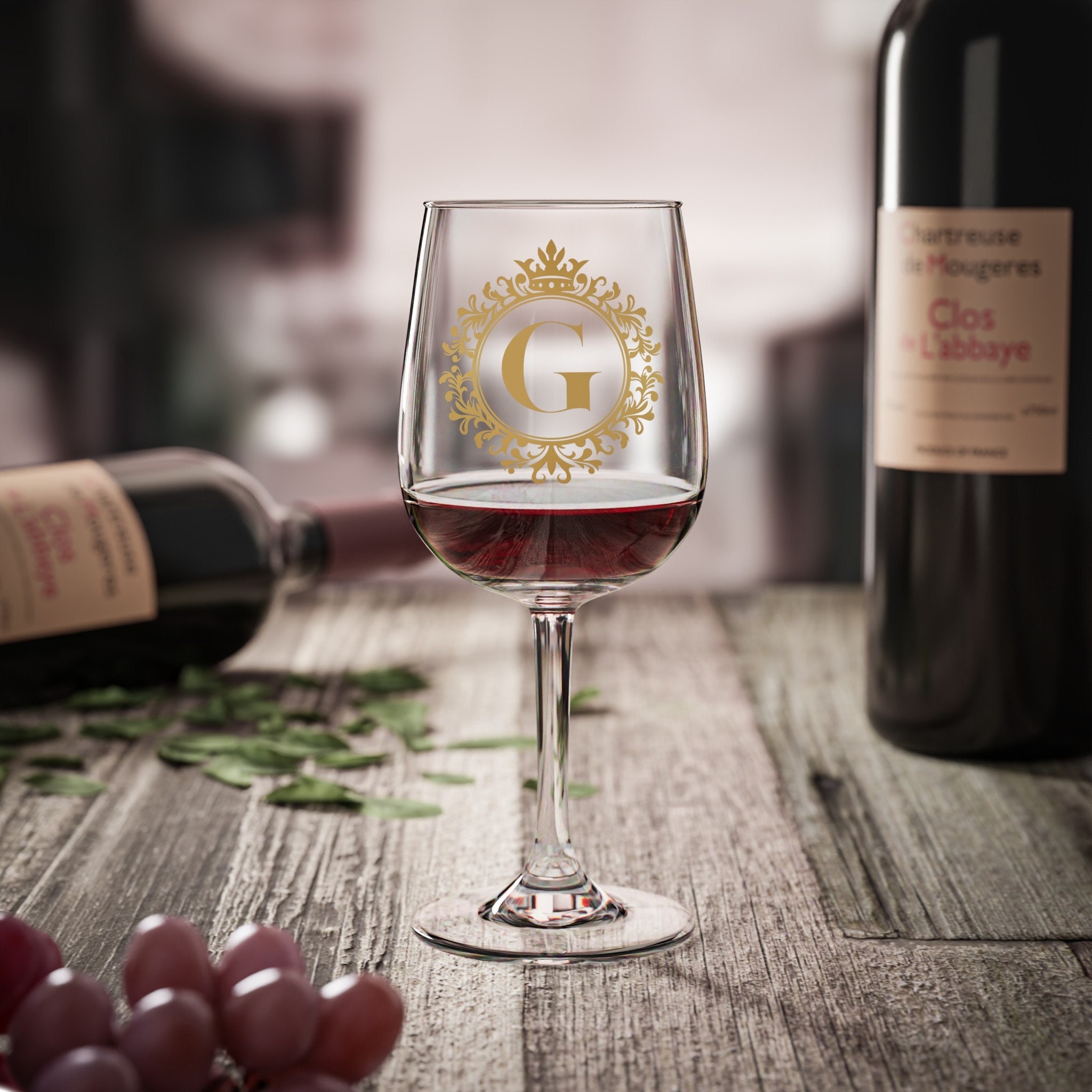 Personalised Engraved Wine Glass – Monogram Initial & Name – Any Occasion – Made In UK