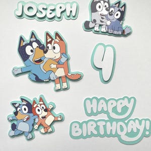 Adorno para tarta de cumpleaños de Bluey Bingo en 3D