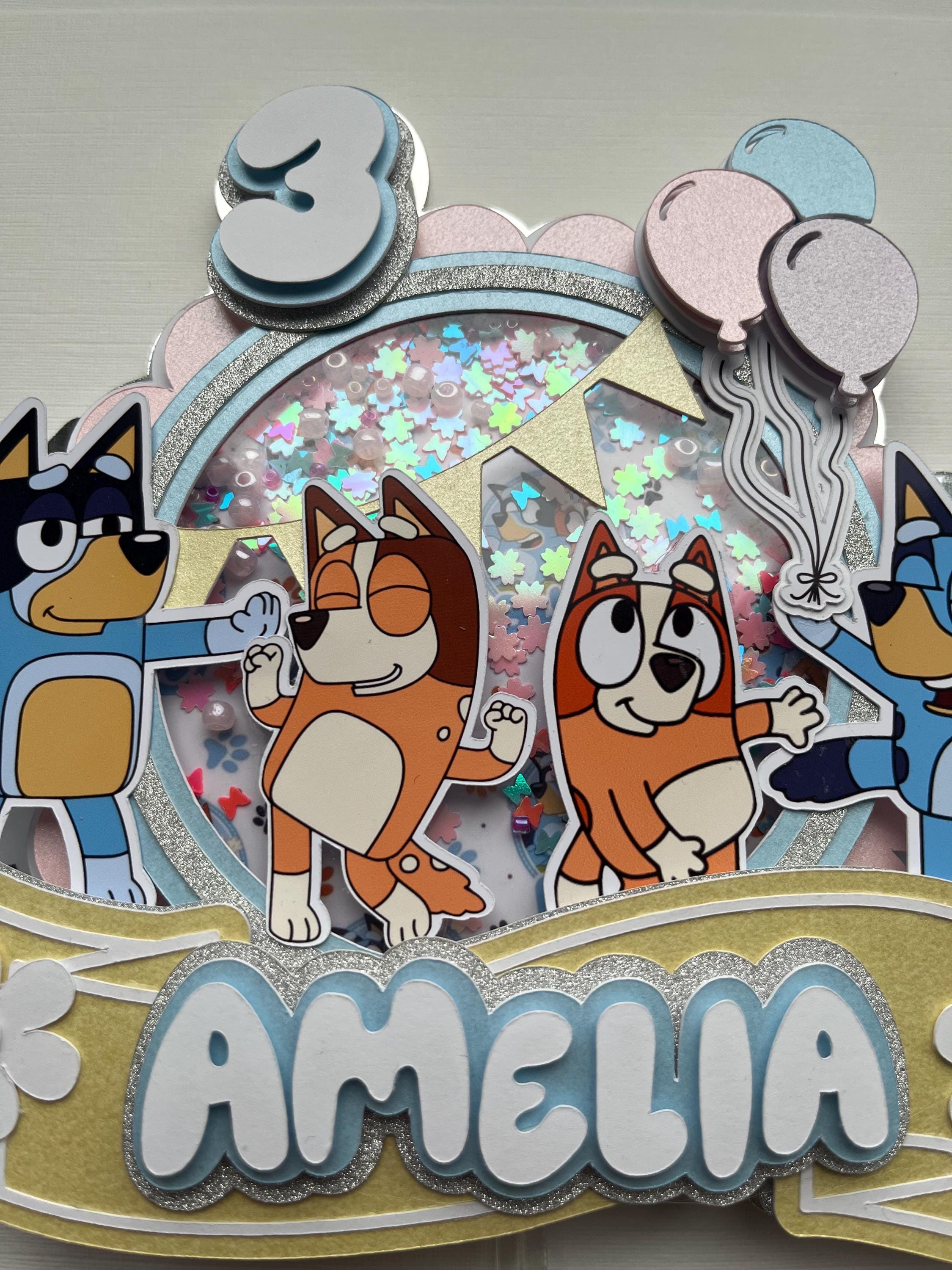 Bluey bingo birthday cake topper 3D shaker style