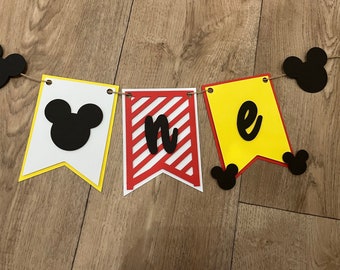 Mickey Mouse inspired bunting / banner. First birthday decoration