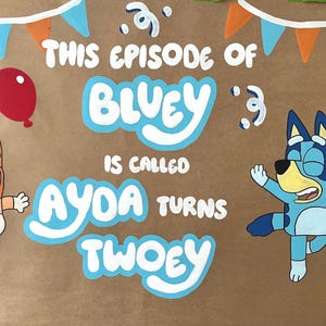 Banner de cumpleaños inspirado en Bluey