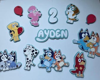 Bluey bingo birthday cake topper 3D set