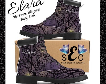 Elara The Raven Whisperer - Dark Gothic Style Synthetic Leather Boots