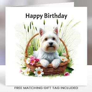 West Highland Terrier Card with Matching Gift Tag/ Westie, Westie Dog, Small