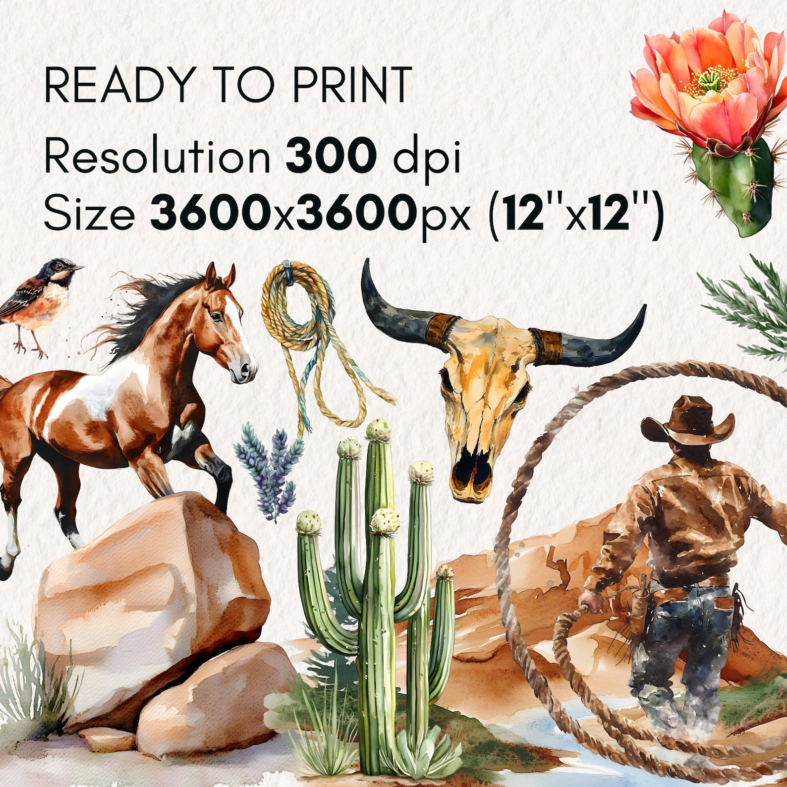 Western Ranching Graphics Watercolor Wild West Clipart Bundle, Texas Ranch Graphics (PNG) - Etsy