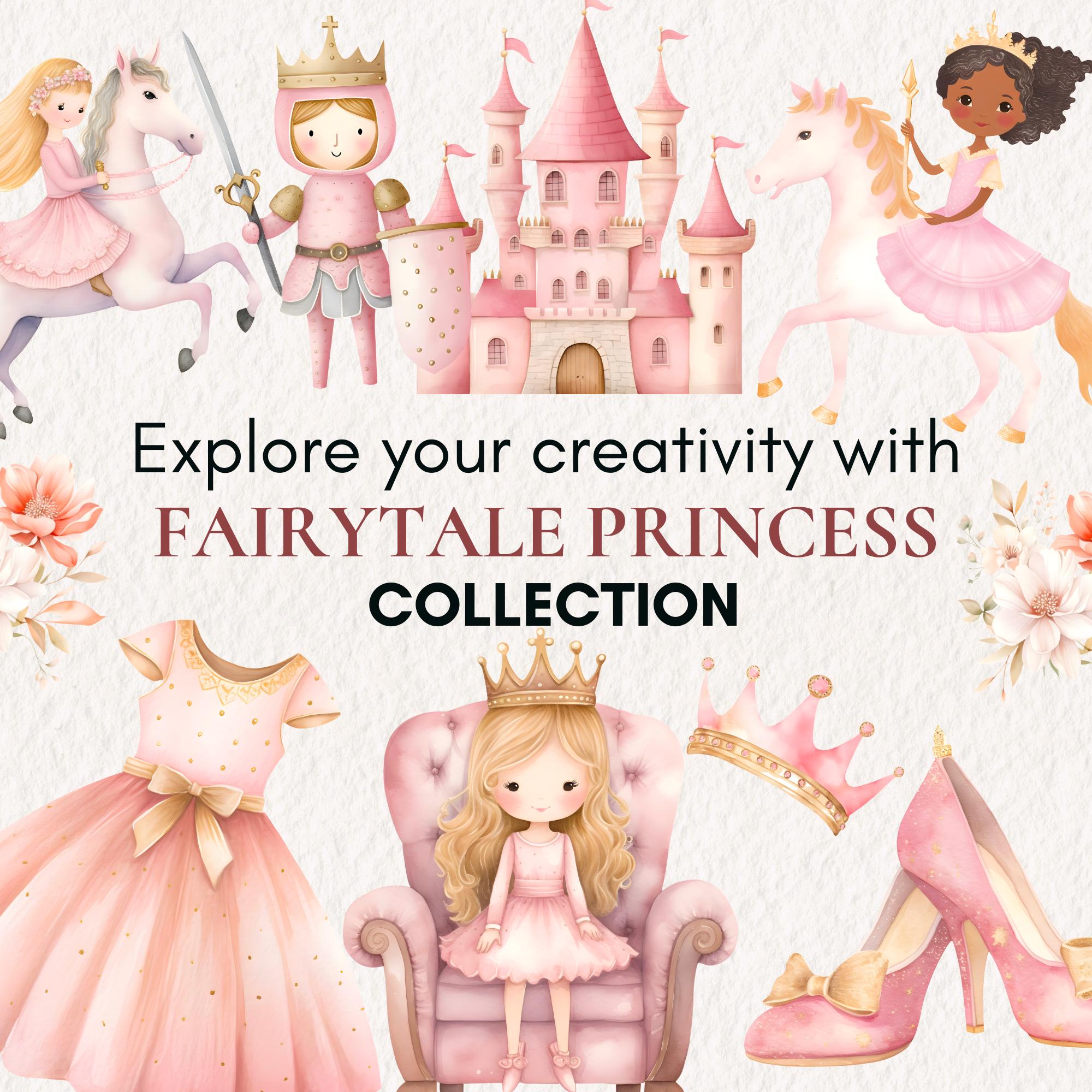 Watercolor Fairytale Princess Clipart, Castle, Unicorn PNG (digital ...