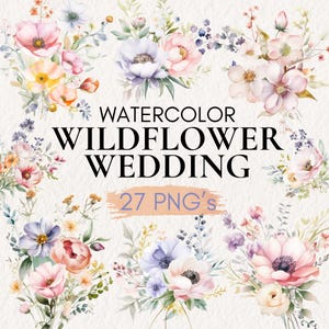 Hochzeit Blumensträuße, Aquarell Boho Blumen, Boho Blumen Clipart, Boho PNG, Wildblumen Clipart, Boho Blumen, Boho Hochzeitsdekor