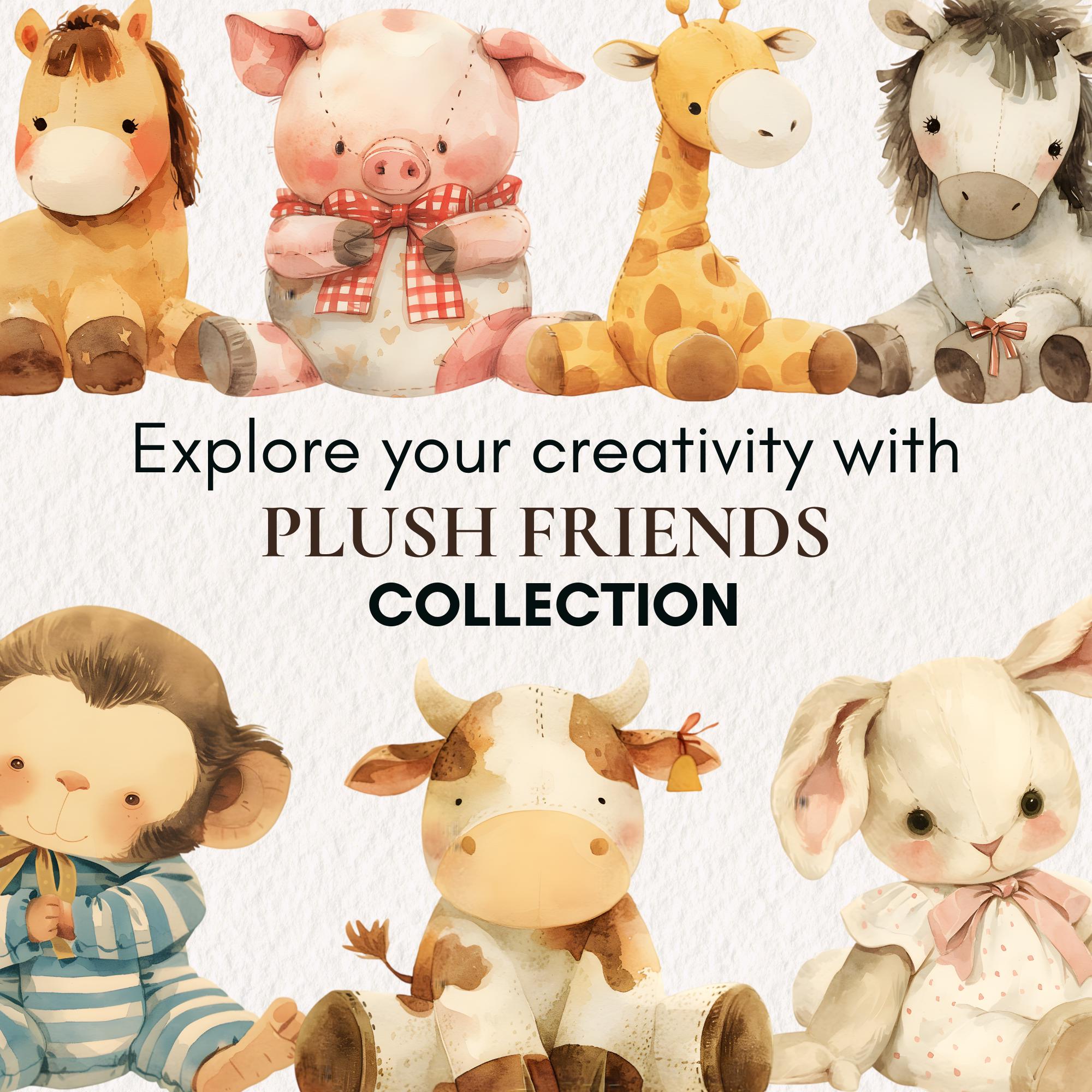Watercolor Plush Animals Clipart, Vintage Stuffed Animals PNG ...