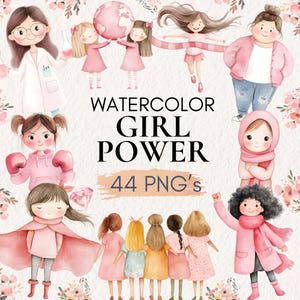 Aquarell Mädchen Power, Super Mädchen PNG, Starke Frau, Mädchen Ermächtigung, Glücklicher Frauentag, Ermächtigungsgrafik, Ermächtigendes Mädchen Scrapbooking