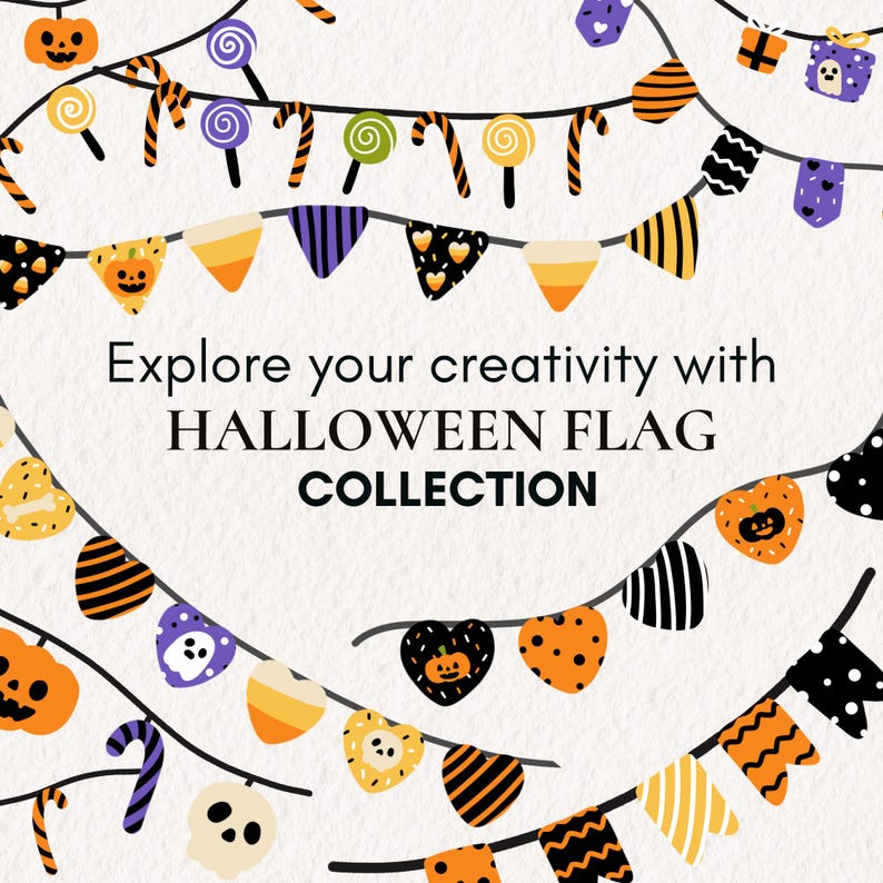 Watercolor Halloween Flag Clipart, Spooky Bunting (digital Download) - Etsy