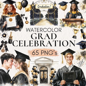 Watercolor Grad Clipart, Graduation PNG, Graduation hat, Watercolor Graduation, Graduation Cap, Graduation Illustrations, Graduation designs