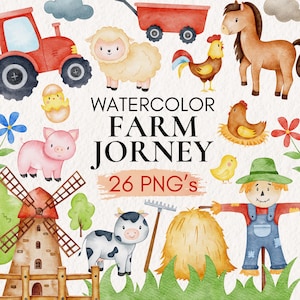 Aquarell niedlichen Bauernhof Clipart, Cottage Bauernhof PNG Bauernhof Tiere PNG, Bauernhofleben, Tiere auf dem Bauernhof Clip Art, Baby Bauernhof Tiere PNG, Bauernhof Geburtstagsdekor
