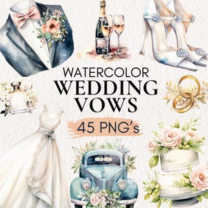 Aquarell Hochzeit Gelübde, Hochzeit Aquarell, frisch verheiratet, Hochzeit einladen, Aquarell Hochzeit Clipart, Hochzeit PNG, Aquarell Braut
