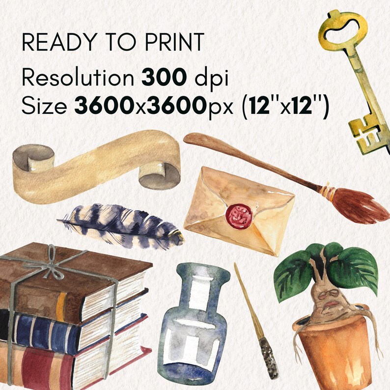 Watercolor Wizard Clipart Set, Magical PNG Graphics (digital Download ...