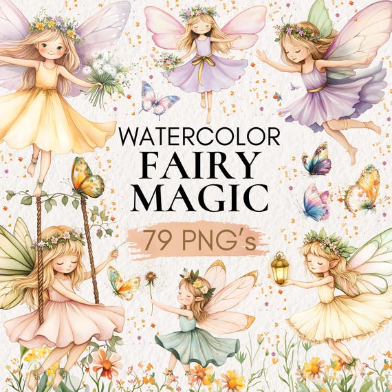 Watercolor Fairy Garden, Watercolor Fairy, Fairy PNG Fairy Garden, Mushroom PNG, Mushroom house Clipart Fairy House, Magical Nursery Clipart
