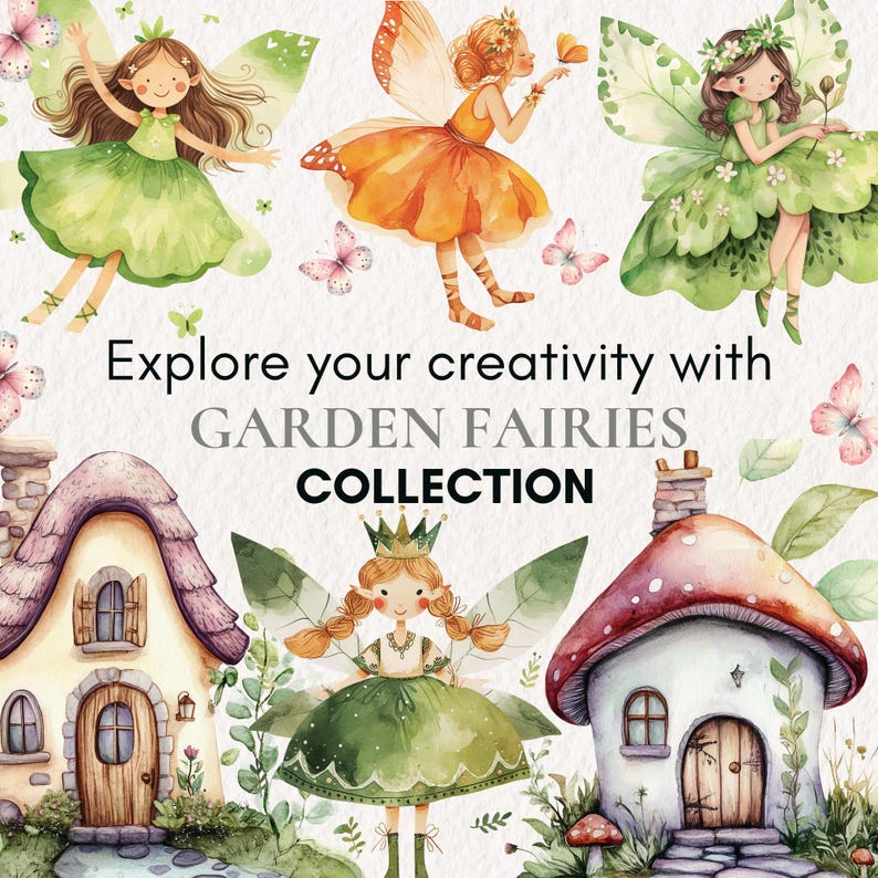 Watercolor Garden Fairies Clipart, Pastel PNG Set (digital Download) - Etsy