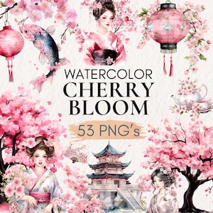 Aquarell Kirschblüte Clipart, Sakura Blume, japanische Kirschblüte, Japan Kultur PNG, japanische Clipart, Geisha Clipart Pink Sakura PNG