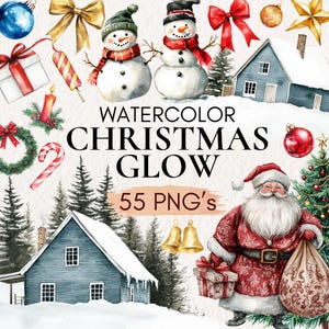 Watercolor Christmas Clipart, Winter Clipart, Watercolor Christmas Tree, Christmas Clipart PNG, Christmas tree clipart Digital Christmas art