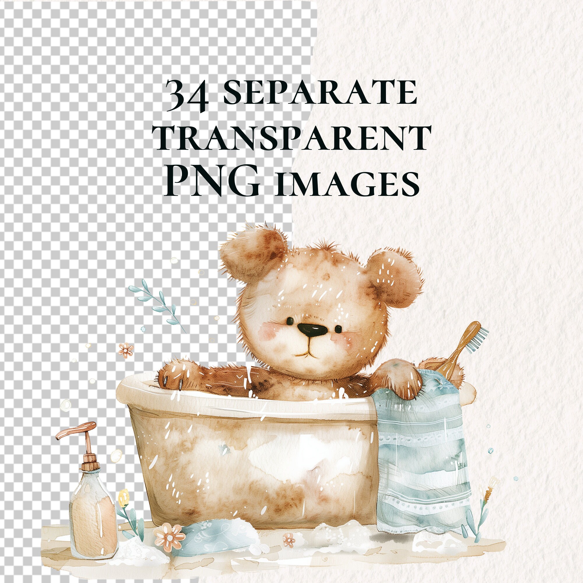 Teddy Bear Clipart, Nursery Clipart, Gender Neutral Baby Shower Clipart ...
