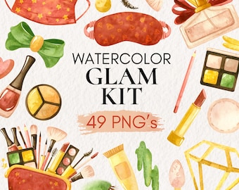 Zestaw akwarelowy Glam Kit | Narzędzia do makijażu, pędzle (pobranie cyfrowe)
