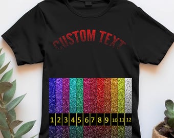 Camiseta personalizada con texto falso con brillantina, Día de la Madre, Día del Padre, Espíritu de equipo, Juegos escolares, Navidad, Halloween, Camisetas a juego, Conjunto familiar