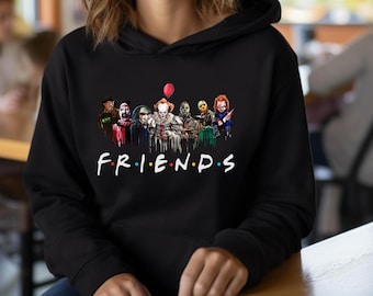 Sudadera con capucha de Friends, regalo para el mejor amigo, camiseta de Halloween de Friends, camiseta de película de terror, camiseta gráfica de Friends, camiseta con personajes de terror