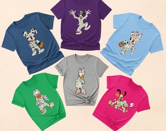 Camisetas familiares de Disney para Halloween, disfraz de momia de Mickey, Minnie, Goofy, Donald, Daisy y Pluto | Conjuntos bonitos para otoño | Camiseta de truco o trato