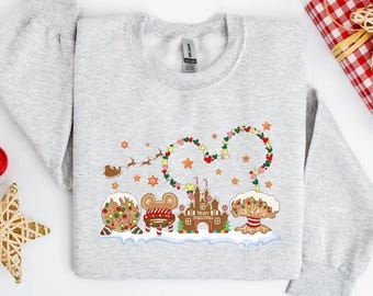 Camiseta Disney "Castillo de Jengibre", sudadera navideña familiar Disney, sudadera familiar Disney "Castillo de Jengibre", camiseta a juego de Minnie y Mickey