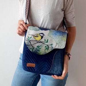 Sac en velours matelassé fait main - Sac à bandoulière en forme d'oiseau - Sac à main élégant - Sac messager inspiré de la nature - - Idée cadeau unique pour les amoureux de la nature