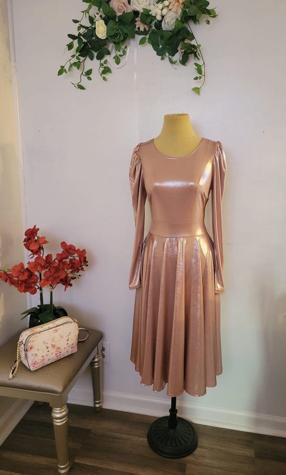 rose gold metallic dress Lady Black Tie - Lyra Gown - - Fitted Floral Glitter Print Corset Gown cocktail parties Rose Gold Dress