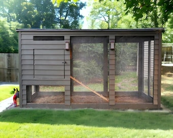 Modern Chicken Coop Plans | DIY Backyard Hen House Guide | Predator Proof Poultry House Woodworking | 6-8 Chicken Coop PDF