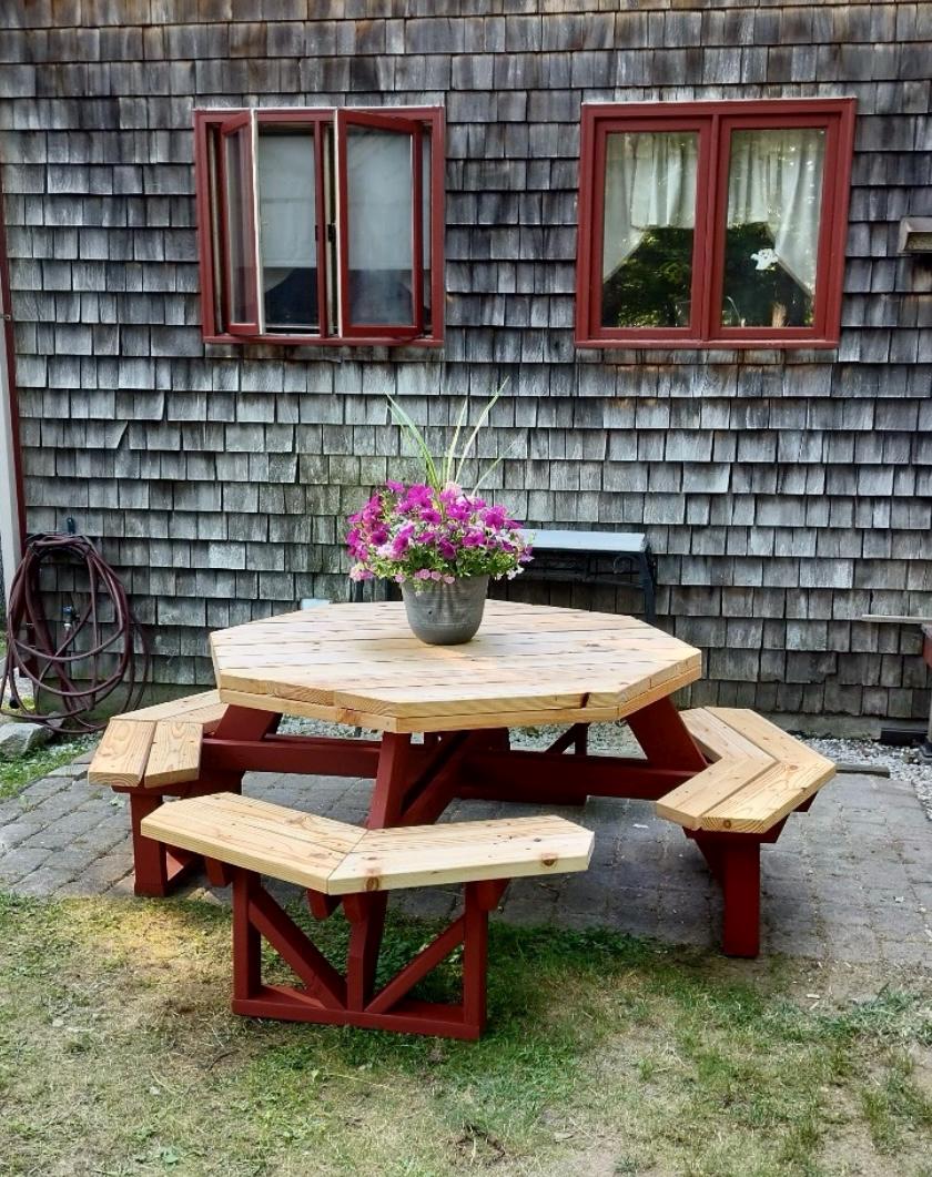 Octagon Cedar Picnic Table Plans: Outdoor Garden Table (PDF