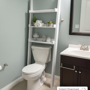 Progetti fai da te per mensole a scala: contenitori per il bagno sopra il water (file PDF)