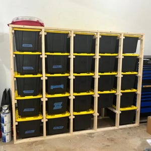 27 Gallon Tote Storage Rack Plans: DIY Garage Bin Shelves (PDF Download)