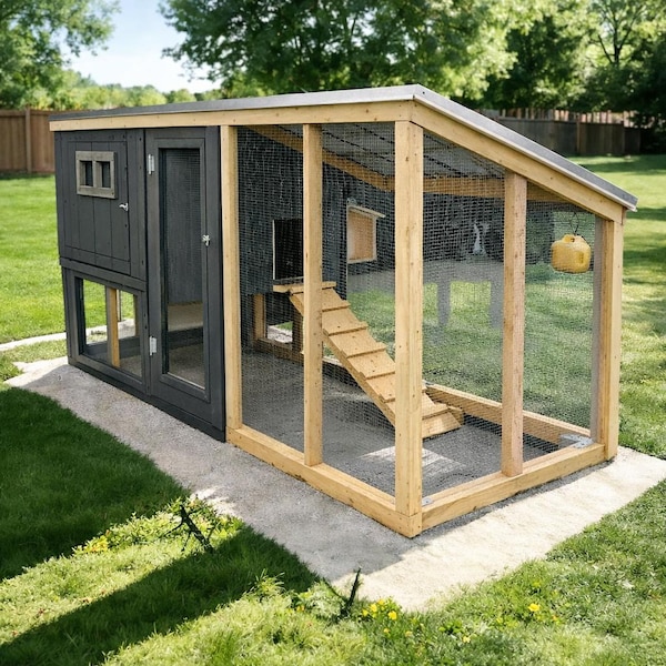 Easy Modern Chicken Coop Build Plans, Diy Large Walk in Coop Run PDF Download