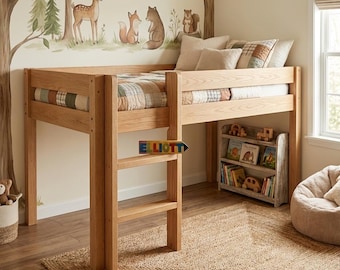 Kids Low Loft Bed Plans, DIY Wooden Bunk Bed, Montessori Bed (DIY Plans)