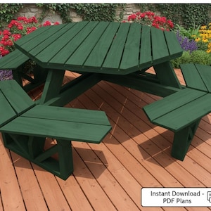 Octagon Cedar Picnic Table Plans: Outdoor Garden Table (PDF Download)