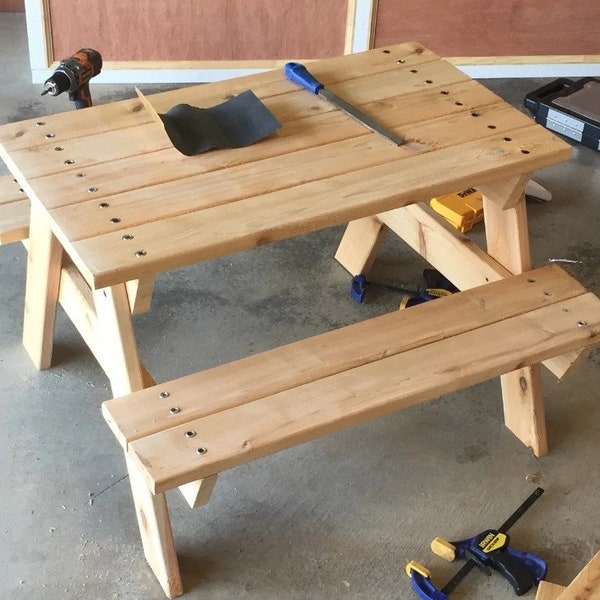 Easy Small Children Picnic Table Plans, Kids Garden Table Plans, Kids Size Simple Table, Woodworking DIY Plans PDF, Child Picnic Table Plan