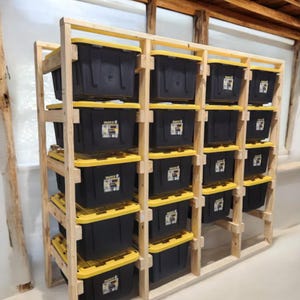 27 Gallon Tote Storage Rack Plans in Multiple Size Options, Garage Shelves Plans, PDF Download, Garage Organizer Build Plans, Tote Rack